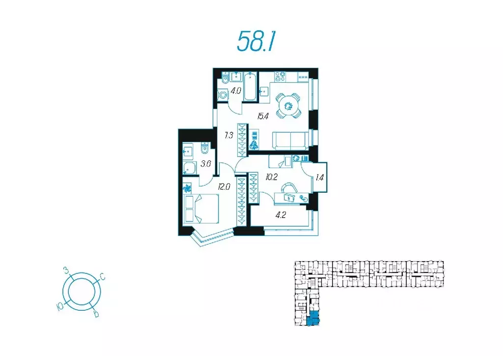 2-к кв. Тульская область, Тула ул. Михеева (58.1 м) - Фото 0