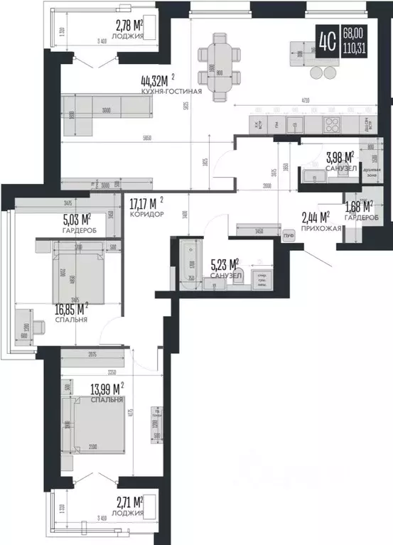 4-к кв. Алтайский край, Барнаул Опера Резиденс жилой комплекс, БС3 ... - Фото 1