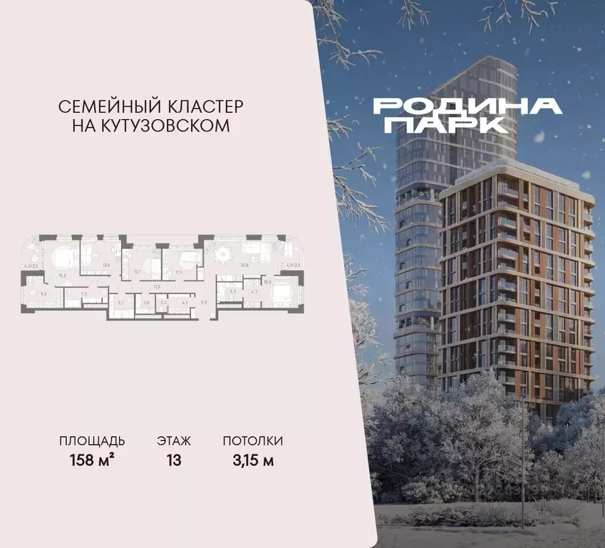 5-к кв. Москва Родина Парк жилой комплекс, к3 (158.0 м) - Фото 1