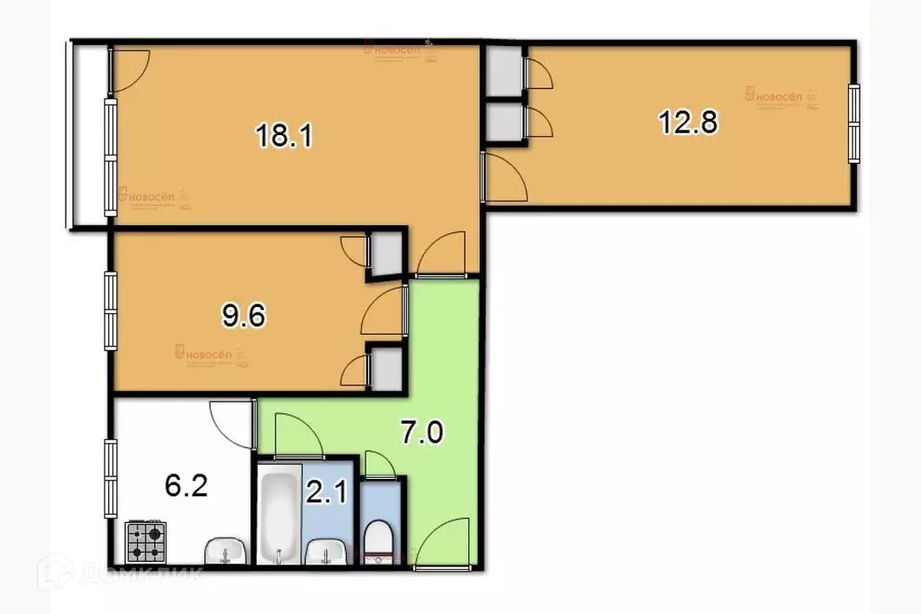 Продаётся 3-к квартира, 58 м - Фото 1