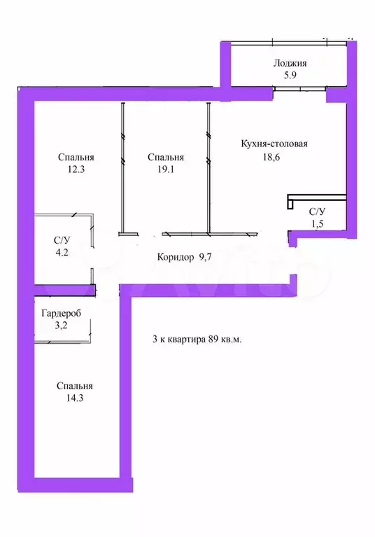 2-к. квартира, 57 м, 2/3 эт. - Фото 1