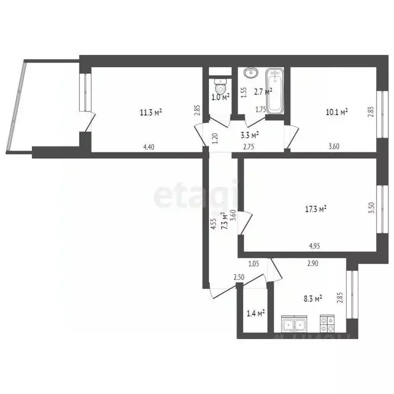 3-к кв. Оренбургская область, Оренбург ул. Чкалова, 42 (62.0 м) - Фото 1