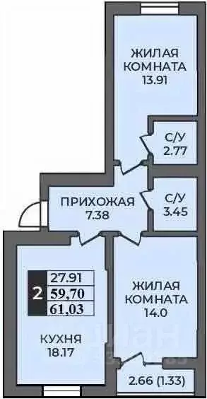 2-к кв. Оренбургская область, Оренбург ул. Ильи Глазунова, 21 (61.03 ... - Фото 0