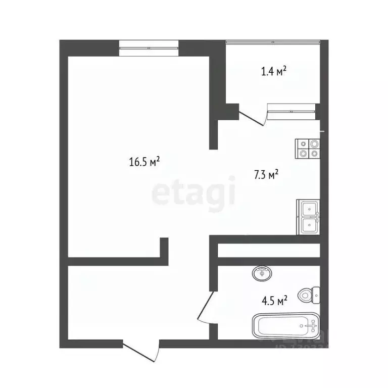 1-к кв. Тюменская область, Тюмень Дамбовская ул., 25к1 (35.2 м) - Фото 2