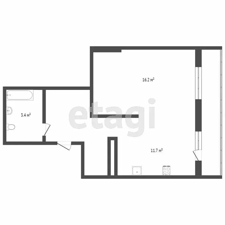 Квартира-студия: Набережные Челны, 21-й комплекс, 25 (31 м) - Фото 1