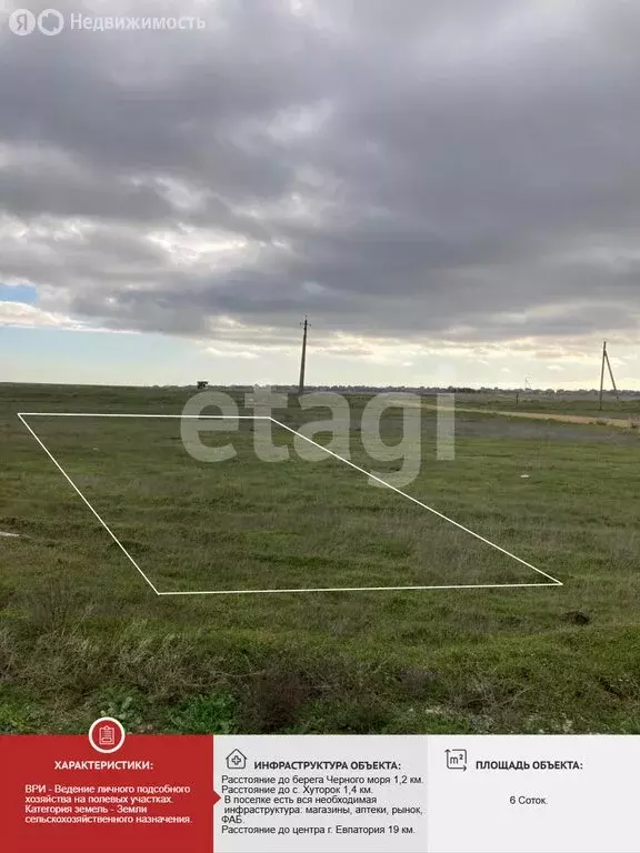 Участок в Сакский район, Штормовское сельское поселение, село Хуторок ... - Фото 2
