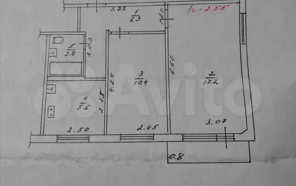 2-к. квартира, 42 м, 5/5 эт. - Фото 0