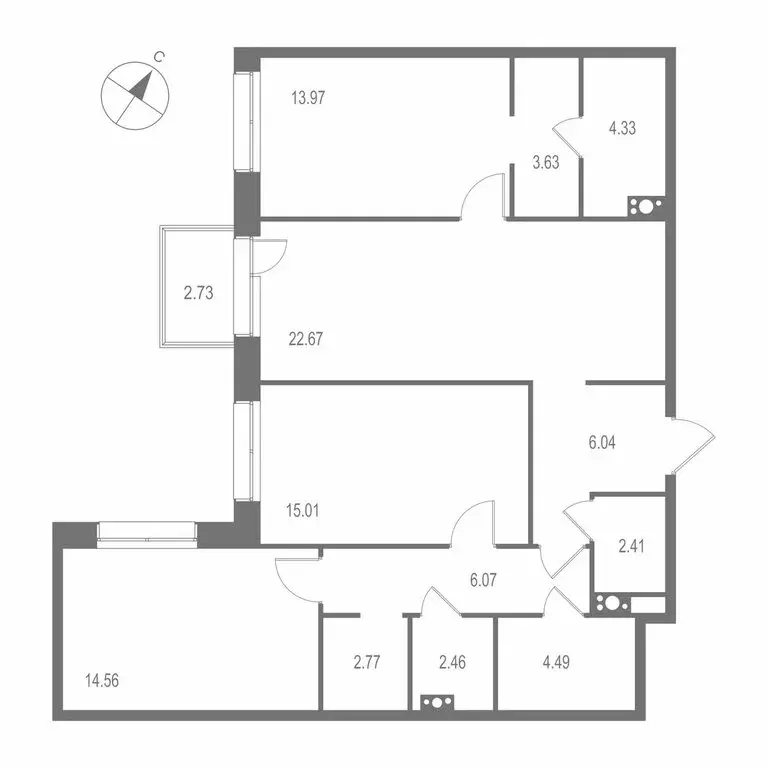 3-комнатная квартира: Санкт-Петербург, Матисов остров (98.41 м) - Фото 0