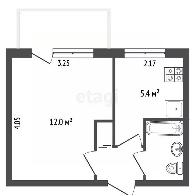 1-к кв. Крым, Симферополь ул. 1-й Конной армии (22.6 м) - Фото 2