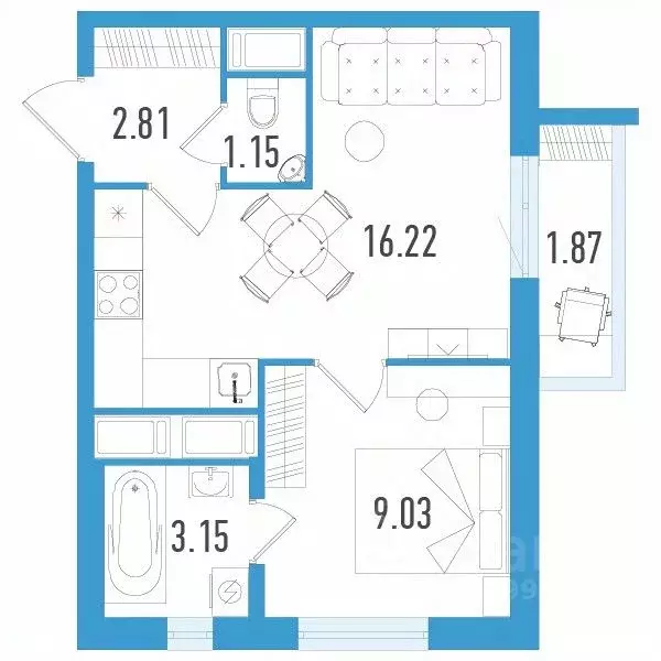 1-к кв. Санкт-Петербург ул. Маршала Казакова, 62к1 (32.92 м) - Фото 0