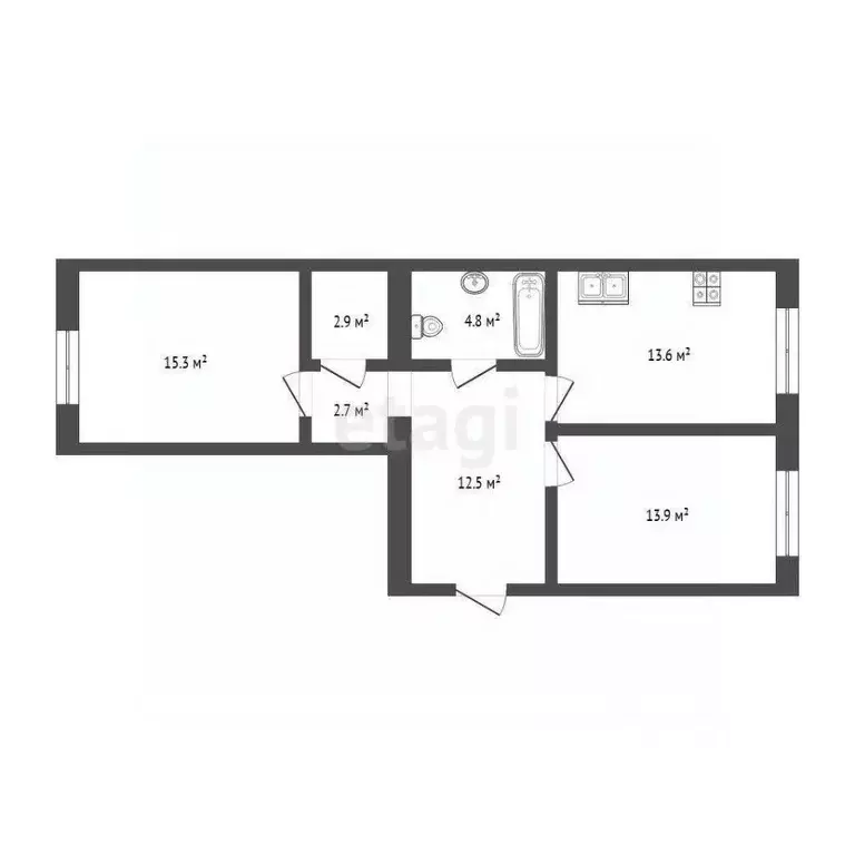 2-к кв. Тюменская область, Тюмень Новгородская ул., 14 (66.7 м) - Фото 2