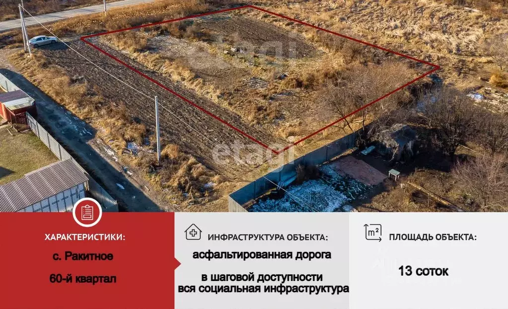 Участок в Хабаровский край, Хабаровский район, с. Ракитное, 59-й кв-л ... - Фото 0