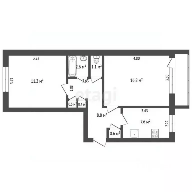 2-к кв. Забайкальский край, Чита ул. Журавлева, 114 (50.1 м) - Фото 1