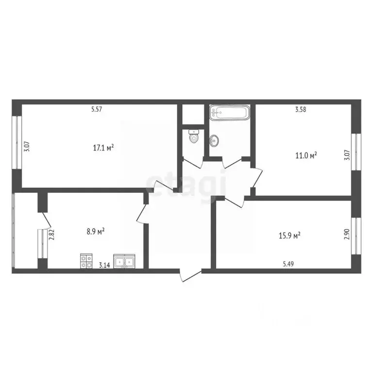3-к кв. Псковская область, Печоры Индустриальная ул., 2 (67.0 м) - Фото 2