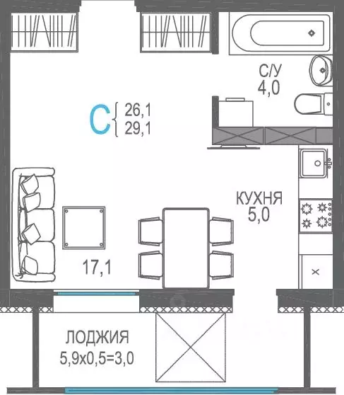 Студия Крым, Евпатория просп. Ленина, 66Б (31.9 м) - Фото 0