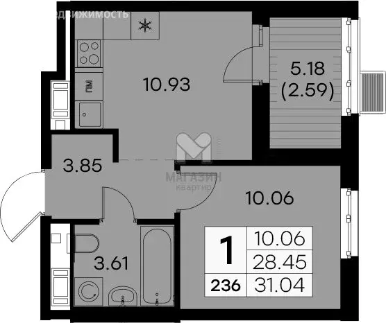 1-комнатная квартира: Санкт-Петербург, улица Шкапина, 43-45 (31 м) - Фото 0