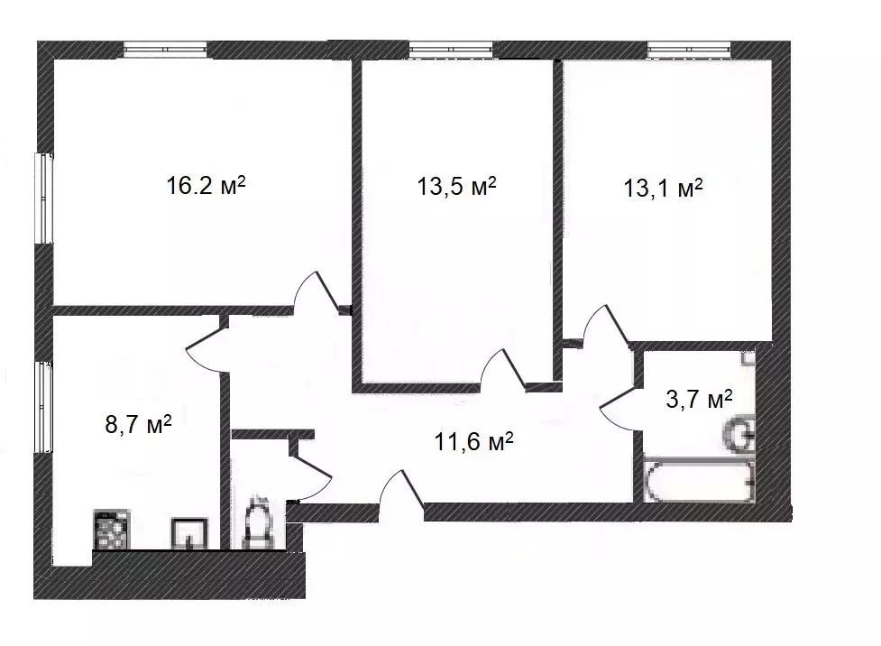 3-комнатная квартира: Новый Уренгой, район Северная Жилая Часть, ... - Фото 1