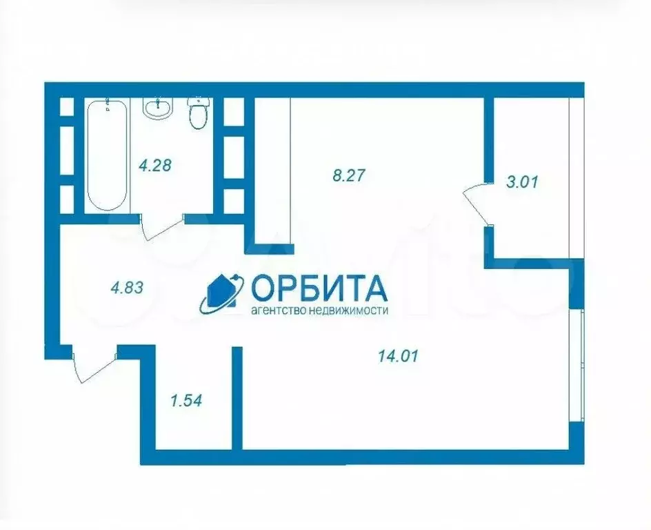 Квартира-студия, 32,6 м, 6/7 эт. - Фото 0