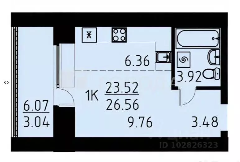 Студия Томская область, Томский район, д. Кисловка, Левобережный мкр ... - Фото 2