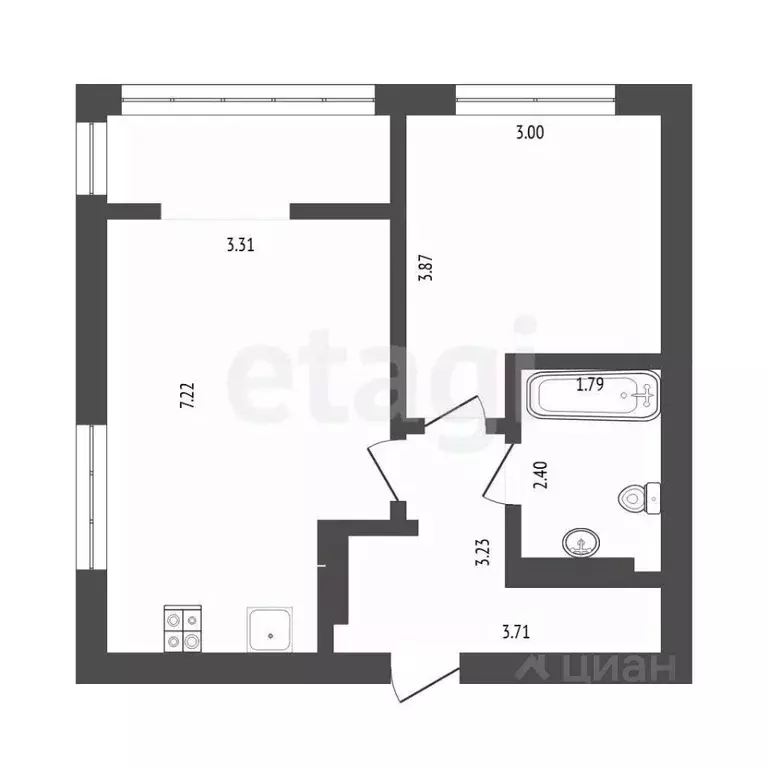 1-к кв. Тюменская область, Тюмень ул. Газовиков, 34 (44.1 м) - Фото 2