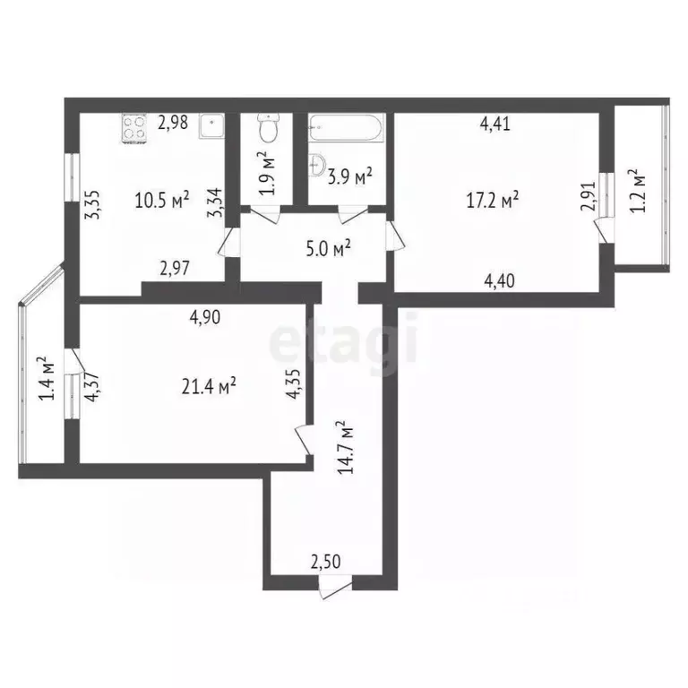 2-к кв. Белгородская область, Белгород просп. Богдана Хмельницкого, ... - Фото 2