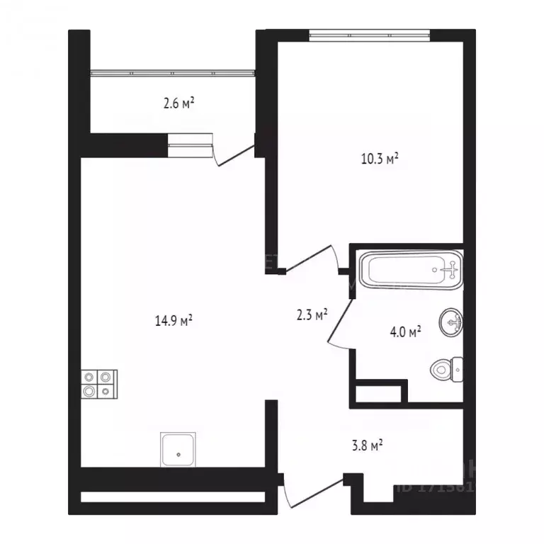 1-к кв. Тюменская область, Тюмень ул. Анатолия Клиндюка, 2 (34.4 м) - Фото 1