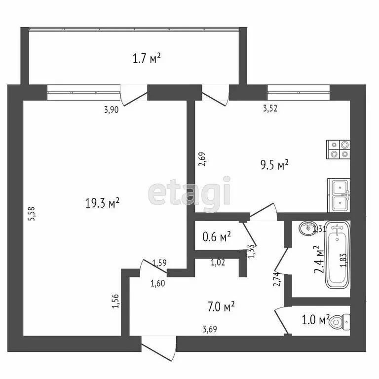 1-комнатная квартира: Конаково, улица Гагарина, 6 (31.1 м) - Фото 1