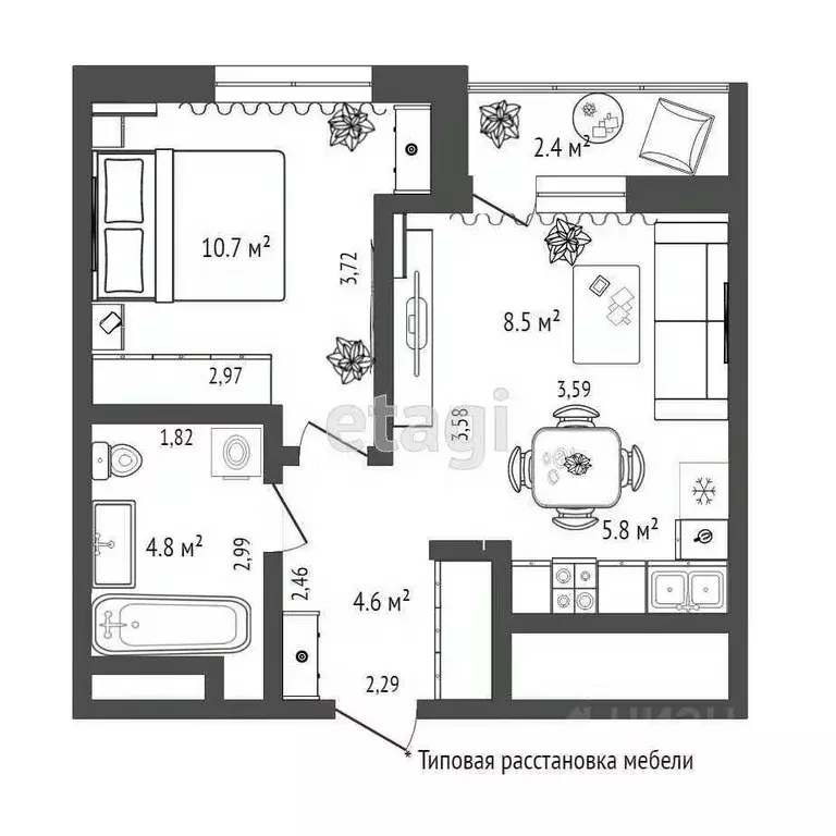 1-к кв. Тюменская область, Тюмень ул. Вице-адмирала Воронцова, 9 (35.0 ... - Фото 1