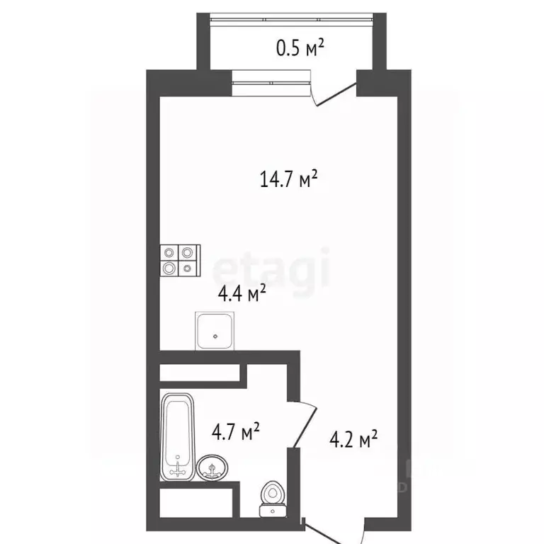 Студия Новосибирская область, Новосибирск ул. Никитина, 67 (28.5 м) - Фото 2
