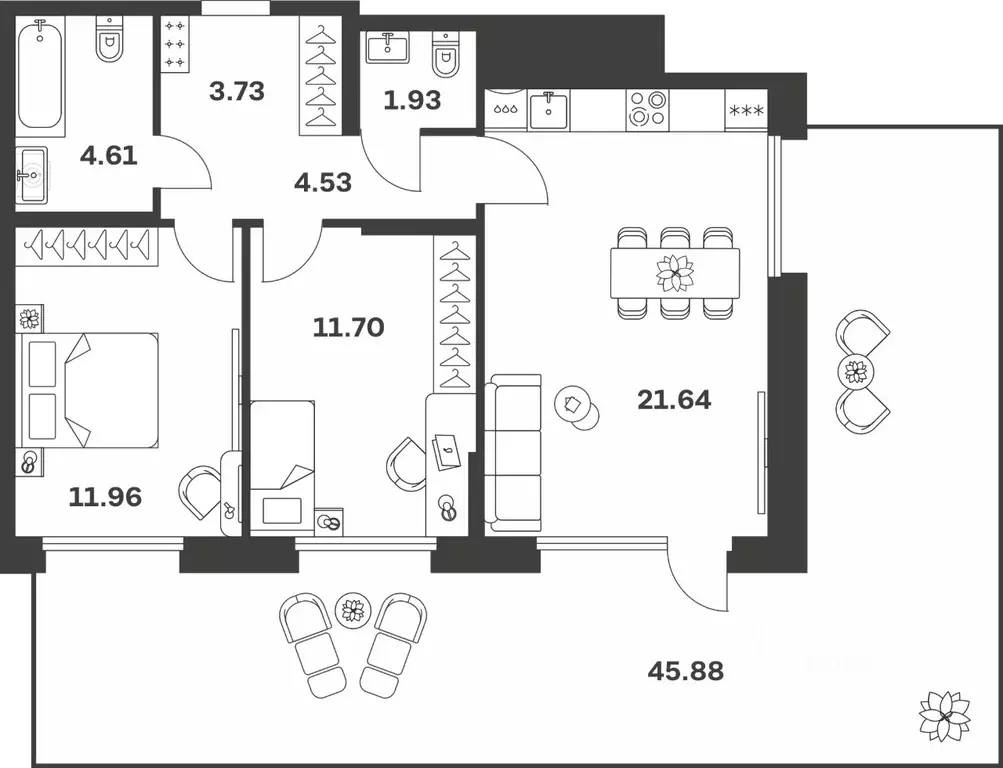 2-к кв. Тульская область, Тула Жукова Парк жилой комплекс (73.87 м) - Фото 1