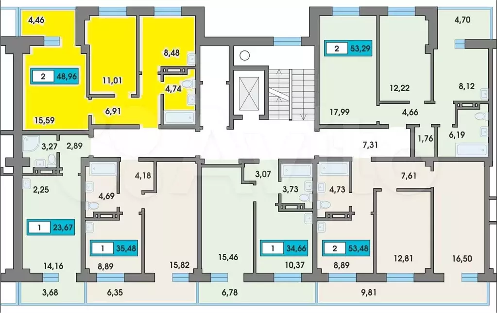 2-к. квартира, 48 м, 4/7 эт. - Фото 0