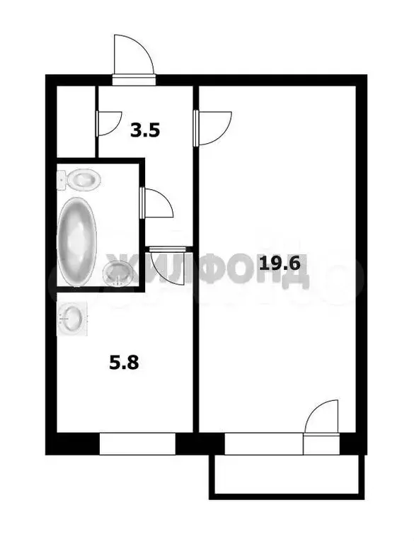 1-к. квартира, 32,7 м, 4/9 эт. - Фото 0