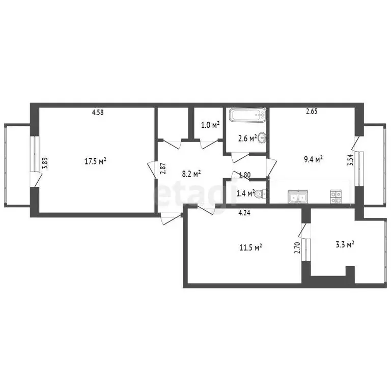 2-комнатная квартира: Судак, Серный переулок, 5 (52.4 м) - Фото 0