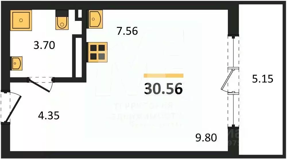 Студия Калининградская область, Светлогорск ул. Нахимова (30.56 м) - Фото 0