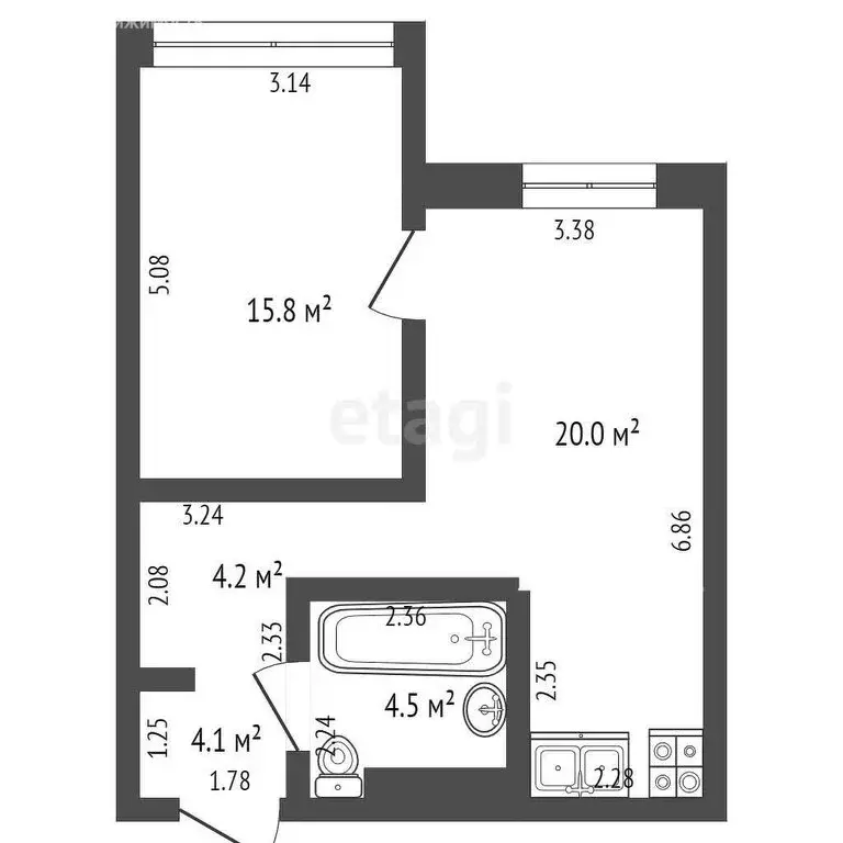 2-комнатная квартира: Кемерово, улица Дружбы, 30 (48 м) - Фото 0