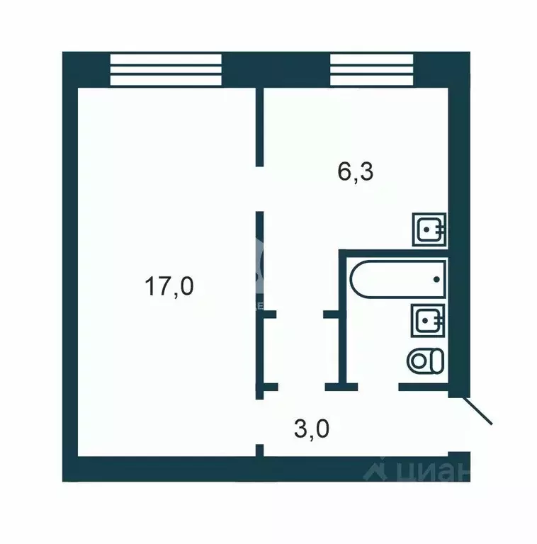 1-к кв. Новосибирская область, Новосибирск ул. Блюхера, 31 (31.0 м) - Фото 2