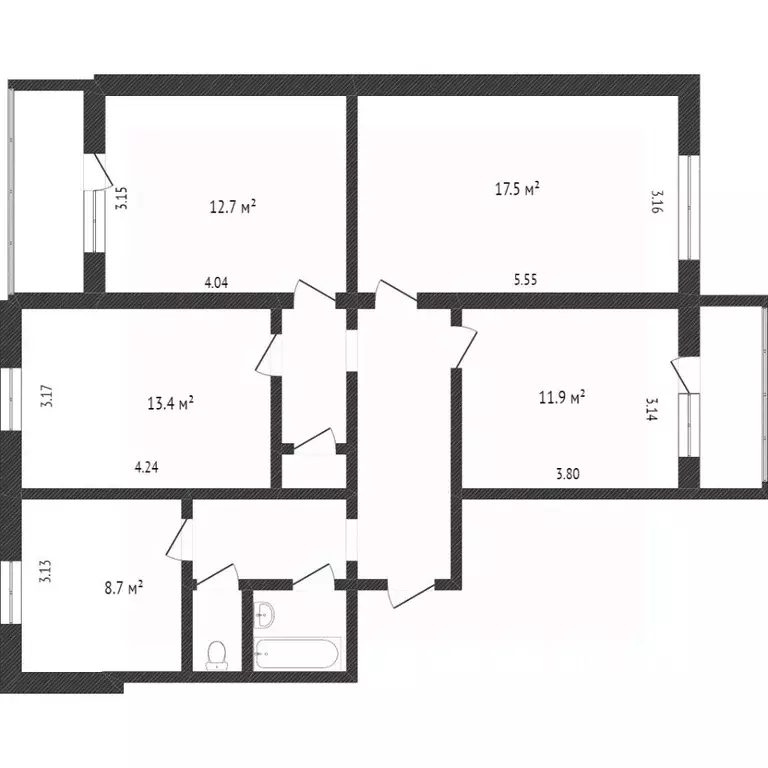 4-к кв. Белгородская область, Белгород ул. Губкина, 25 (74.9 м) - Фото 1