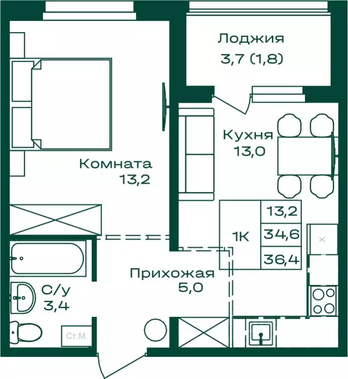 1-к кв. Алтай, Майминский район, с. Майма  (36.4 м) - Фото 0