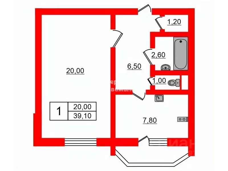 1-к кв. Санкт-Петербург Стародеревенская ул., 6К3 (39.1 м) - Фото 1