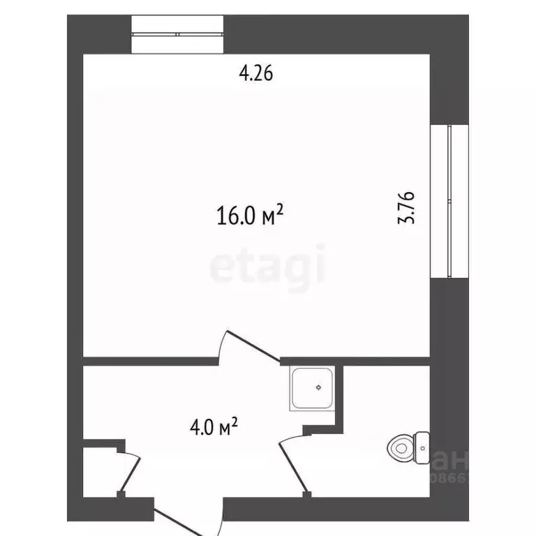 Студия Томская область, Томск АРЗ мкр, проезд Кольцевой, 33/2 (22.8 м) - Фото 1