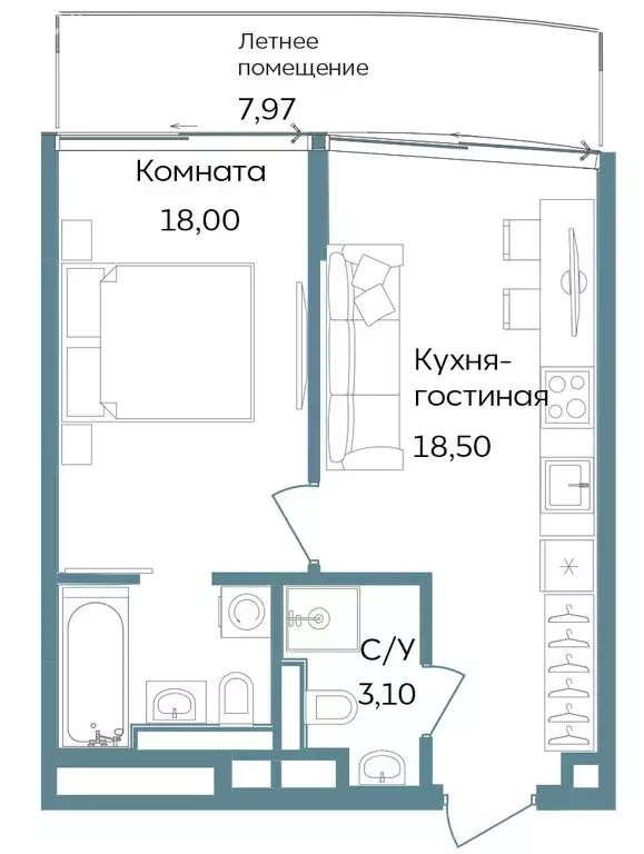 1-комнатная квартира: Республика Крым, Саки (47.57 м) - Фото 1