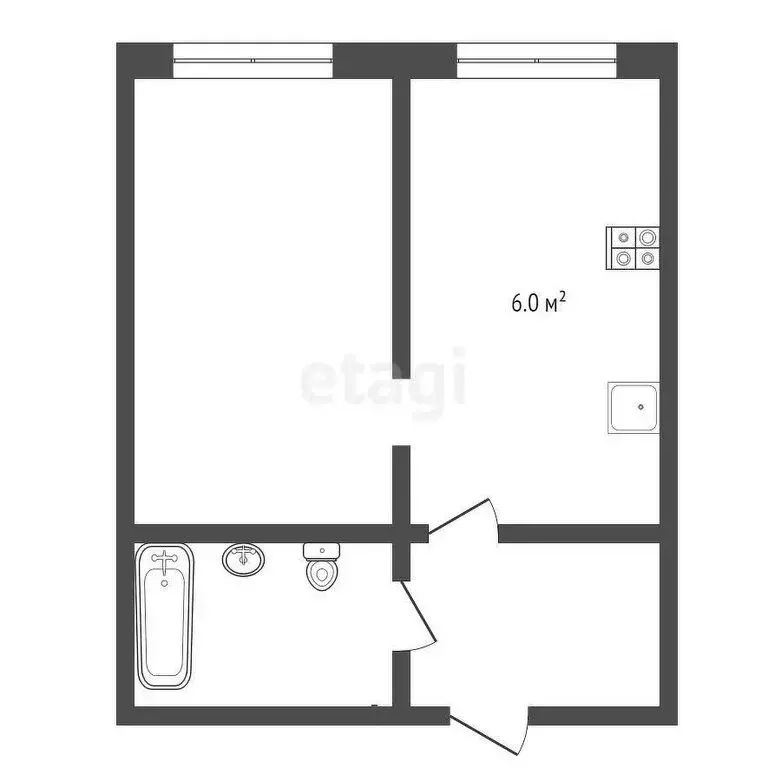 2-комнатная квартира: посёлок Асбестовский, улица Калинина, 16А (39.1 ... - Фото 0