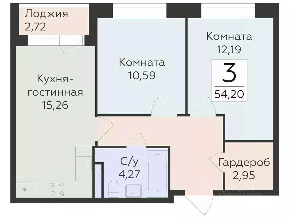 3-к кв. Воронежская область, Воронеж ул. Матросова (54.2 м) - Фото 0
