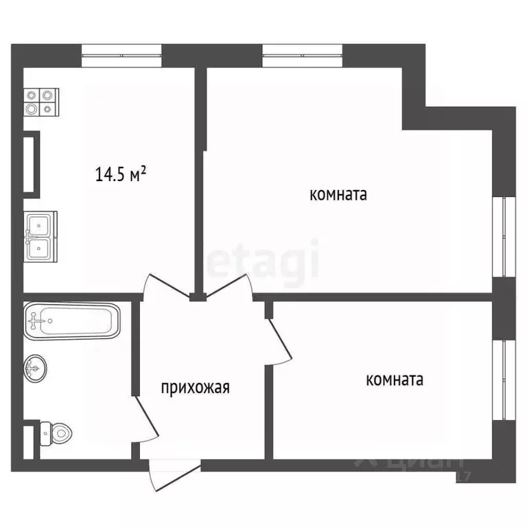 2-к кв. Севастополь ул. Челнокова, 17к2А (55.5 м) - Фото 2