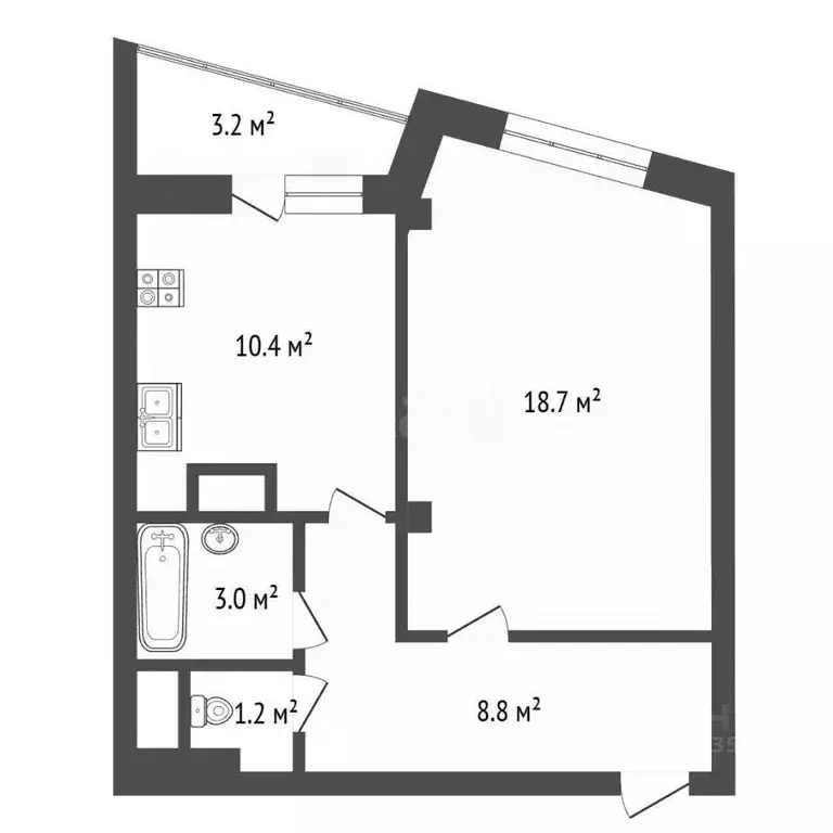 1-к кв. Московская область, Мытищи ул. Академика Каргина, 21 (42.2 м) - Фото 2