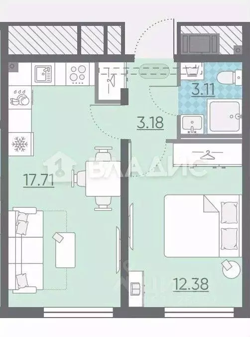 1-к кв. Санкт-Петербург ул. Маршала Казакова, 21к3 (36.4 м) - Фото 1