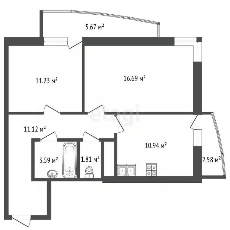 2-к кв. Мордовия, Саранск просп. Российской Армии, 24 (58.4 м) - Фото 2