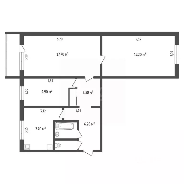 3-к кв. Амурская область, Зея Грековский пер., 61 (75.0 м) - Фото 2