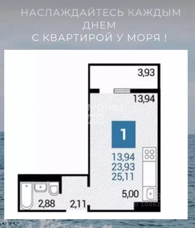 Студия Краснодарский край, Анапа ул. Ленина, 237 (25.11 м) - Фото 1