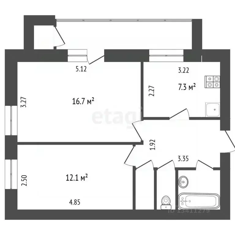 2-к кв. Белгородская область, Белгород ул. 5 Августа, 36к1 (47.8 м) - Фото 1